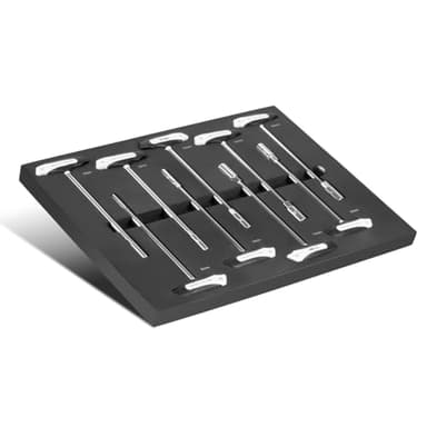 STAHLWERK 9-teiliges Steckschlüssel-Set T-Griff mit Schaumstoffeinlage für Werkstattwagen – Hochwertiges Werkzeug in Werkzeugwageneinlage, hohe Torsionsbelastung, alle gängigen Größen