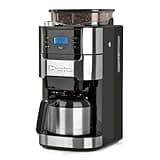 Barista Filterkaffeemaschine mit verstellbarem Mahlwerk & Thermokanne | Warmhaltefunktion, 24h Timer & Permanentfilter | Für 10 Tassen Kaffee | Kaffeemaschine für Bohnen & Pulver [Edelstahl]