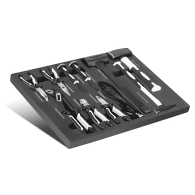 STAHLWERK 11-teiliges Profi-Werkzeug-Set mit Schaumstoffeinlage für Werkstattwagen – Hochwertiges Werkzeug in Werkzeugwageneinlage inklusive Zangen, Hämmer und Meißel