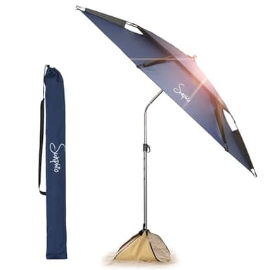 Sunphio Sonnenschirm Strand 220 cm, Windfest Stabil, Strandschirm Groß Klein, Leicht für Reise, UV Schutz 50, Beach Sonnenschutz Tragbar mit Erdspieß