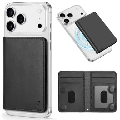 TUCCH für Magsafe Wallet, RFID Blocker 6 Kartenfächer [Durchsichtige ID Fenster] Magnetisches Wallet PU Leder Herren & Damen Geldbörse für iPhone 17/16/15/14/13/12 Serie, Nicht für Mini, Schwarz