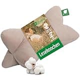 Herbalind Leseknochen Feiner Cord WOHLFÜHLZEIT - 100% Baumwolle Babycord robust und waschbar - Nackenkissen in Trendfarben, Öko-Tex 100 Zertifiziert, vielseitig einsetzbar - 40x18 cm, Sand