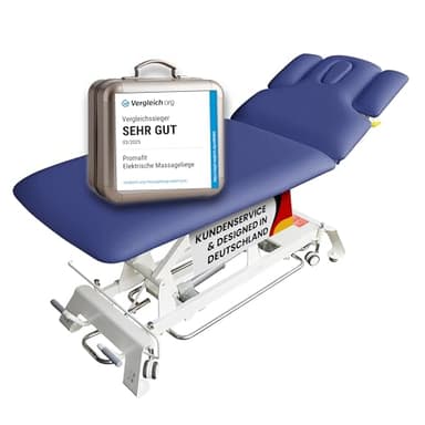 Promafit® Elektrische Massageliege Houston – VERGLEICHSSIEGER* – inkl. 3-teiliges Kopfteil, Armablagen & Papierrollenhalter – Ideal für Kosmetik & Therapie (höhenverstellbare 2-Zonen-Liege)