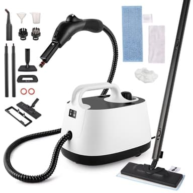 2000W Tragbarer Dampfreiniger Boden mit 1600-ml-Tank, Dampfdruck 4 bar, 15 Zubehörteile, Hochdruck Dampfreiniger für Fenster, Fliesen, Auto Innenreinigung, Bad, Möbel, Sofa, Boden,Polster