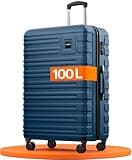 Travely Polycarbonat Koffer Groß 77cm XL - 100L Innenvolumen - 158cm Gurtmaß, sehr robuster Hartschalen Koffer mit sanften Rollen & TSA Schloss, Reisekoffer, Koffer & Trolleys, Reisekoffer mit Rollen