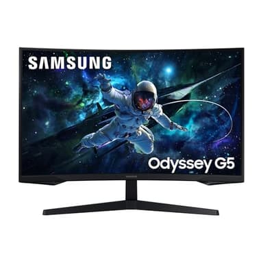 Samsung Odyssey G55C Curved Gaming Monitor, 32 Zoll, Bildschirm mit VA-Panel, 2.560 x 1.440 Pixel, 1.000R Radius, HDR10, AMD FreeSync, Bildwiederholrate 165 Hz, Reaktionszeit 1 ms (MPRT)
