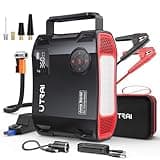 UTRAI 7000A Starthilfe Powerbank für Pkw, 27000mAh Auto Starthilfe Powerbank mit Kompressor, 1600 Lumen LED Taschenlampe, QC3.0, 160W DC-Ausgang, Jump Starter Powerbank für All Benzin, 12L Dieselmotor