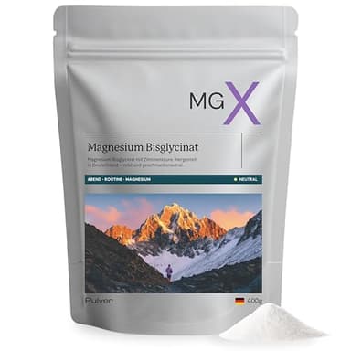 NEU MGX® Magnesium Bisglycinat Pulver NEUTRAL [400g] - Magnesiumbisglycinat Pulver mit Neutralem Geschmack, 3000mg Magnesium