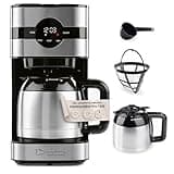 Barista Filterkaffeemaschine mit Thermokanne | 24h Timer & Permanentfilter | Für 8 Tassen Kaffee | Kaffeemaschine für Pulver [Edelstahl]