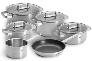 WOLL – Steel Topf-Set 10-teilig Ø 20–24 cm – Induktions-Töpfe aus Edelstahl, spülmaschinenfest, energiesparend & langlebig – Topf – Kochtopf-Set – Töpfe Set – Kochtopf Induktion