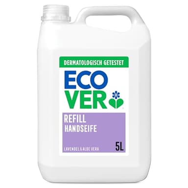 Ecover Handseife Lavendel & Aloe Vera, biologisch abbaubare Seife mit pflanzenbasierten Inhaltsstoffen, Flüssigseife 5L für empfindliche Haut, Veganer-freundliche Formel, 5 l