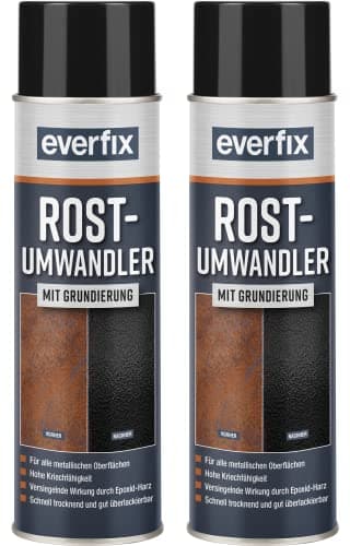 Everfix Rostumwandler Spray mit Grundierung (2 x 500 ml) Rostentferner für Metall - Rost entfernen an Auto, Fahrrad, Zaun, etc.