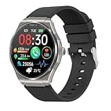 Knauermann PRO 3 (2024) Silber - Gesundheitsuhr Smartwatch mit Telefoniefunktion - EKG + HRV und SOS Funktion - AMOLED Display- BT Bluetooth - Schlafapnoe - Edition 1, 14-24, rund