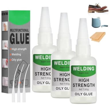 Flintronic 3 Stück Sekundenkleber Extra Stark, 50g Mächtiger Universalkleber, Schweißen Hochfester Ölkleber, Universal Wasserdichter Superkleber, Super Kleber, für Kunststoff Metall Keramik Leder Harz