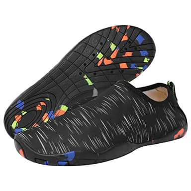 TMEOG Badeschuhe Damen Herren Wasserschuhe Schwimmschuhe Aquaschuhe Strandschuhe rutschfest Surfschuhe schnell trocknend Wattschuhe Meerschuhe Erwachsene(39 EU,Schwarz)