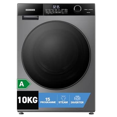 Heinrich´s Waschmaschine, Steam-Funktion, 10kg Mega Kapazität, 15 Programme, 1400 U/min., Aqua-Stop, LED-Display, Endzeitvorwahl, mit Kindersicherung, langlebiger und leiser Inverter Motor,Titan-Grau