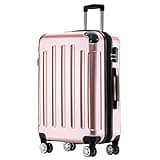 BEIBYE Zwillingsrollen 2048 Hartschale Trolley Koffer Reisekoffer in M-L-XL-Set in 15 Farben (Rosagold, M)