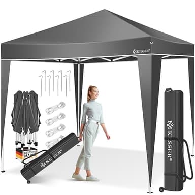 KESSER® Pavillon Faltpavillon 3x3m | Pop-Up Gartenpavillon Höhenverstellbar Stabil Wasserdicht Winterfest | Partyzelt Festzelt UV-Schutz 50+ inkl. Tasche mit Rollen & Bodenanker | Anthrazit