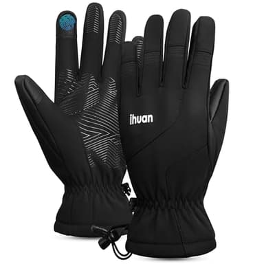 ihuan Winter Ski Handschuhe für Herren Damen, Fahrradhandschuhe Thermo, wasserdichte, warme Handschuhe für Schnee Touchscreen-Finger für Outdoor-Sport, Fahren, Wandern, Motorradfahren & Radfahren