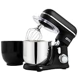Kitchen in the box küchenmaschine, Zwei 3,5L Schüsseln, kleiner Knetmaschine, 10-Geschwindigkeits tragbarer, leichter Teigmaschine, mattes Rührmaschine mit Knethaken,Rührbesen und Schneebesen(Schwarz)
