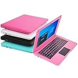 Bigmachine Computer Laptop Mini 10,1 Zoll 32 GB Windows 10 ultradünnes und leichtes Netbook Quad Core PC HDMI USB Webcam Netflix YouTube QWERTZ Layout (Dunkelrosa)