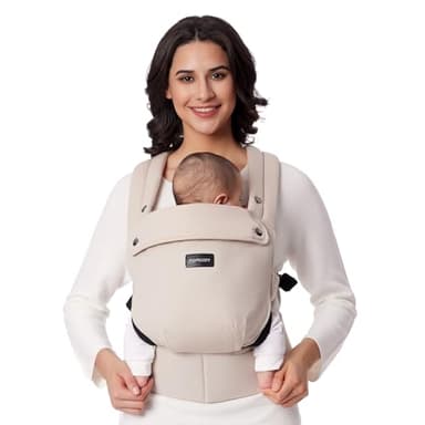 Momcozy Babytrage – Baby Carrier für Kleinkind (3-24 Monate) · Ohne Einsätze · Ergonomische M-Trage · X-Rücken · Leicht & Luftdurchlässig, Khaki