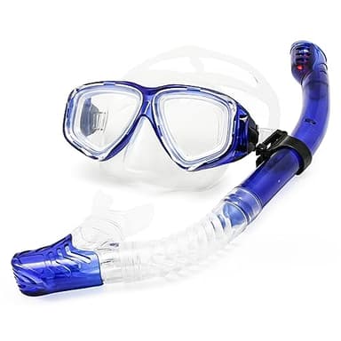 EnzoDate Optisches Diving Gear Set für Kurzsichtigkeit Schnorchel, unterschiedliche Stärke für jedes Auge, Tauchmaske, Top Dry Kurzsichtigkeit (Blau, Diopter -2.5)