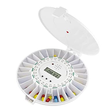 TabTime Automatischer Tablettenspender mit deutscher Anleitung – Elektrischer Medikamentenspender mit 6 Alarmen pro Tag – Abschließbarer Pillenspender Tabletten Spender für Senioren Alzheimer Demenz​