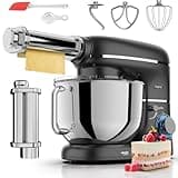 Fentic Kuchenmaschine mit Nudelmaschine – 2000W – Knetmaschine mit Nudelmaschine Elektrische – Pasta Maker - 6,2L Edelstahl Rührschüssel (Schwarz)
