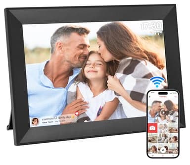 Hesmor Digitaler Bilderrahmen WLAN 10,1 Zoll, 1280x800 HD IPS LCD-Touchscreen Digitale Bilderrahmen, Automatische Rotation, 32GB Speicher, Teilen Sie Fotos sofort über Frameo von überall, Schwarz