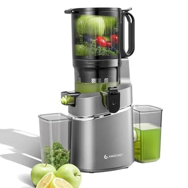 AMZCHEF 250W Automatischer All-In-One Entsafter, 145MM Öffnung und 1,8L Slow Juicer für Gemüse und Obst, Entsafter Slow Juicer Testsieger mit Dreifachem Filter - Grau