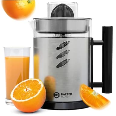 Balter ZP-03 Zitronenpresse Entsafter - 1L Tank, 120W, 2 Drehrichtungen & 2 Kegel Zitruspresse - Saftpresse - Juicer - Edelstahl, BPA Frei