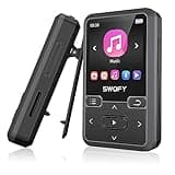 SWOFY Clip MP3 Player mit Bluetooth 5.0, 32GB Mini MP3 Player Sport mit Schrittzähler, Radio FM, Sprachaufzeichnung, Portable Musik Player für Kinder, Unterstützt bis 128GB SD Karte (Schwarz)