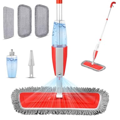 Wischer mit Sprühfunktion, Sprühwischer Bodenwischer mit Sprühfunktion, Spray Mop Nasswischer Bodenwischer mit Wassertank und 3 wischpads für die Reinigung der meisten Bodenarten
