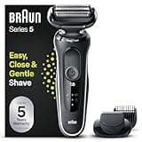 Braun Series 5 Elektrorasierer mit EasyClick Aufsatz, Barttrimmer, Rasierer Herren, EasyClean, Wet & Dry, Geschenk Mann, Made in Germany, 51-W1500s, weiß