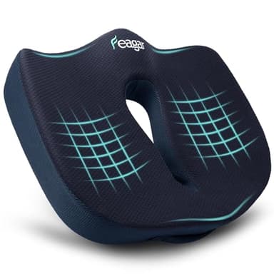 Feagar Orthopädisches Sitzkissen Bürostuhl – Ergonomisches Steißbeinkissen & Sitzring mit Memory-Schaum, XXL Dicke für 90-150kg, Blau – Schmerzlinderung bei Langem Sitzen