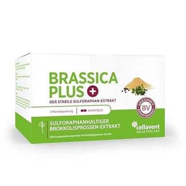 Brokkolisprossen Extrakt Kapseln MHD 06/2026 | höchstdosiert | 280.000 mg Brokkoli | 99% stabilisiertes Sulforaphan | 3.600 mg Brokkolisprossen pro Kapsel | 60% besser bioverfügbar | Brassica PLUS