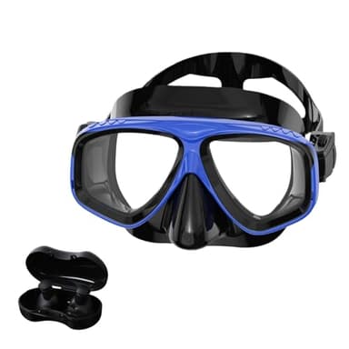 HSTWODE Sehstärke korrigierbare Freitauchmaske – 0-800 Dioptrien individuell wählbar, Antibeschlag & 3D Dichtdesign, Unisex für Freitauchen, Tauchtraining und Wassersport (Blau, -1.0)