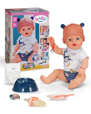 Baby Born Emma im Dschungel-Style - 43 cm große Babypuppe - 10 Funktionen inkl. Accessoires & Strampler in Unisex Farben - Funktioniert ohne Batterien - Geeignet für Kinder ab 3 Jahren