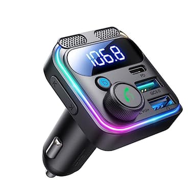 JOYROOM 48W Bluetooth 5.4 Adapter Auto,【30W PD & Bass Hi-Fi Stereo】 FM Transmitter Auto Bluetooth, Dual-Mikrofon & Freisprechanlage FM Sender für iPhone 17/Samsung S25