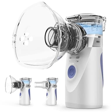 Inhalationsgerät, IMDK Tragbares Inhalationsgerät CE-Medizingeprüft - Ultra Leise, erstellbarer Sprühnebel (1-5µm), ≤3,5µm Partikelgröße, Netz- & Akkubetrieb, 3 Maskentypen für Erwachsene und Kinder