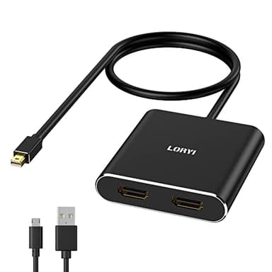 Loryi Mini Displayport auf Dual HDMI, MDP 1.2 auf 2 HDMI Splitter für erweiterte Displays, 4K@60Hz Mini DP MST Hub für Zwei Monitore, Multi-Montage-Adapter für Laptop/PC/Monitor/Projektor und mehr