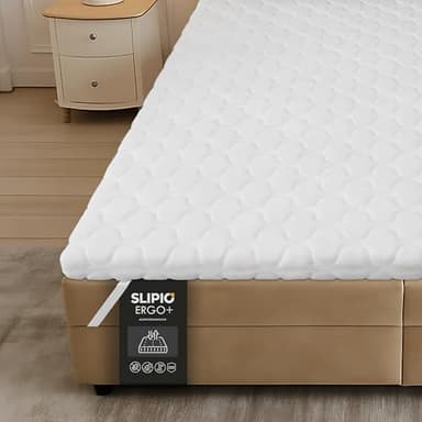 SLIPIO Matratzentopper 160x200 cm | 5 cm Höhe | Ergo+ orthopädischer Komfortschaum | Waschbar & Hypoallergen | Mattress Topper 160x200
