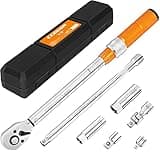 CGBOOM Drehmomentschlüssel 3/8", 5-60Nm Drehmomentschlüssel Auto Fahrrad & Motorrad Set, ±3% Fehlergenauigkeit mit 3/8 "-1/2'' und 1/4" Adapter, Zündkerzenhülse, 250mm Verlängerung, Universalgelenk