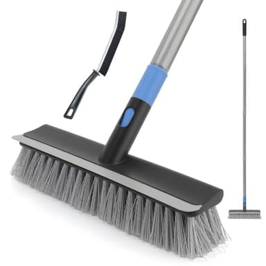 Kefanta Schrubber mit Stiel,142 cm, 2-in-1-Schabbürste, Boden-Scheuerbürste mit harten Borsten, zur Reinigung von Fliesen für Bad, Küche, Garage, Terrasse,Wanne, Fliesen