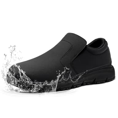 ZIGSAM Kochschuhe Herren rutschfest Damen Sicherheitsschuhe wasserdichte Arbeitsschuhe Küche Leicht SRC Bequemer Dämpfung Arbeitsschuh mit Stahlkappe(44, Schwarz)
