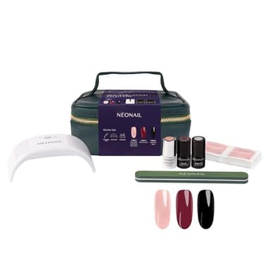NÉONAIL UV Nagellack Gelnägel Starterset ALL YOU NEED TO GLOW Starter Set – UV Lampe für Gelnägel - LED-Lampe USB 12 W – Kosmetiktasche, Base Coat, UV-Lack, Top Coat, Nageldesign Zubehör
