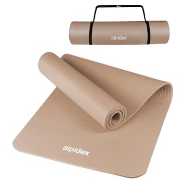 ALPIDEX Yogamatte 183 x 60 x 0.8 cm Phthalatfreie Fitness Matte E-Book Tragegurt rutschfest Gymnastik Turnen Pilates Sport Physio HIIT Yoga Trainingsmatte Isomatte Hautfreundlich, Cream
