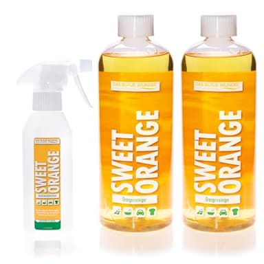 Das blaue Wunder Orangenreiniger Sweet Orange Konzentrat 2 x 750 ml | Universalreiniger | Fettlöser | Fleckenentferner | als Bodenreiniger, Badreiniger, Küchenreiniger | inkl. Sprühflasche
