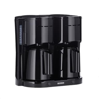 Severin Duo-Filterkaffeemaschine mit Thermokanne, Kaffeemaschine für bis zu 16 Tassen, ansprechende Filtermaschine mit 2 Isolierkannen, schwarz, KA 9315